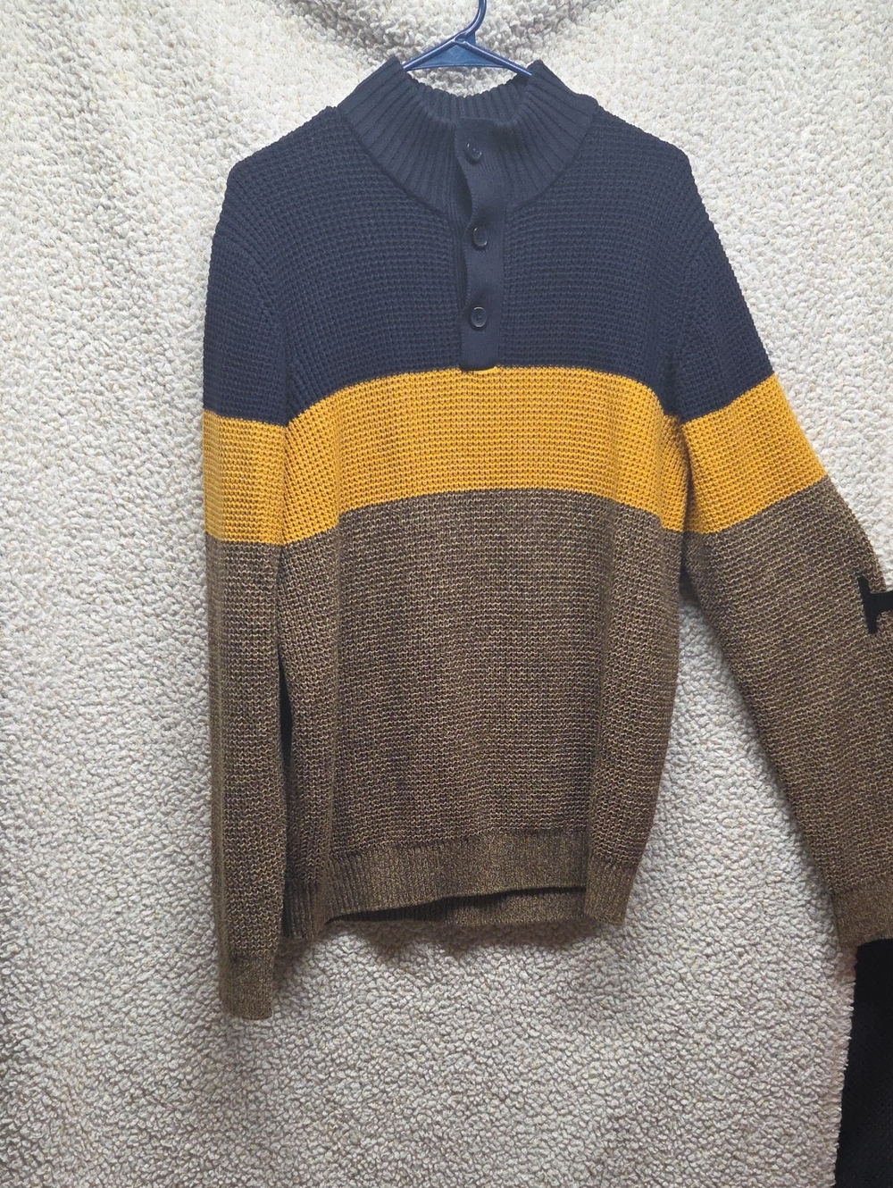 Izod Men's Oversized Colorblock Turtleneck Sweater in Navy, Mustard, Brown